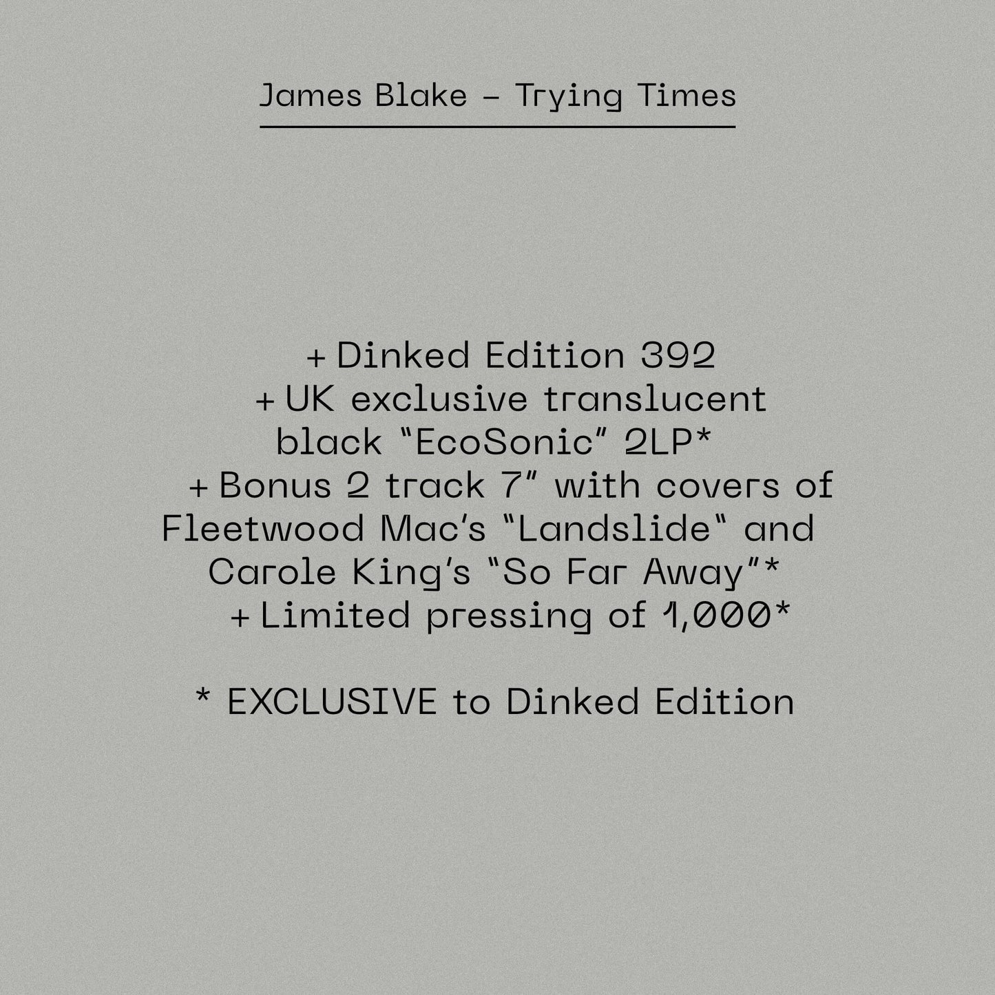 James Blake - Trying Times (Dinked Edition Vinyl 2xLP + 7")