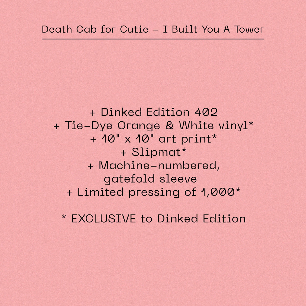 Death Cab For Cutie - I Built You A Tower (Dinked Edition Vinyl)